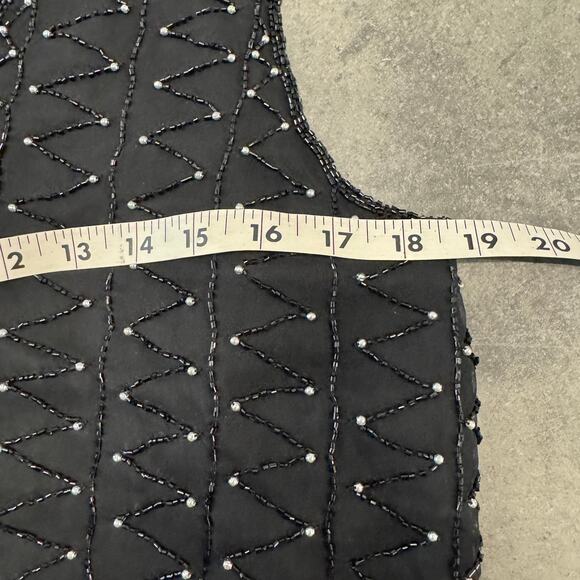 Vintage Y2K 90's Silk Embellished Sequin Beaded Black Vest Women's Small - Picture 5 of 6